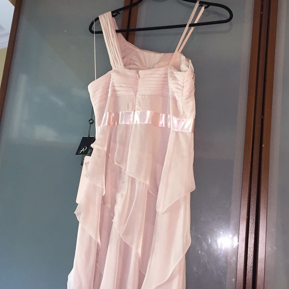 One shoulder Adrianna Papell gown in blush - Picture 6 of 7